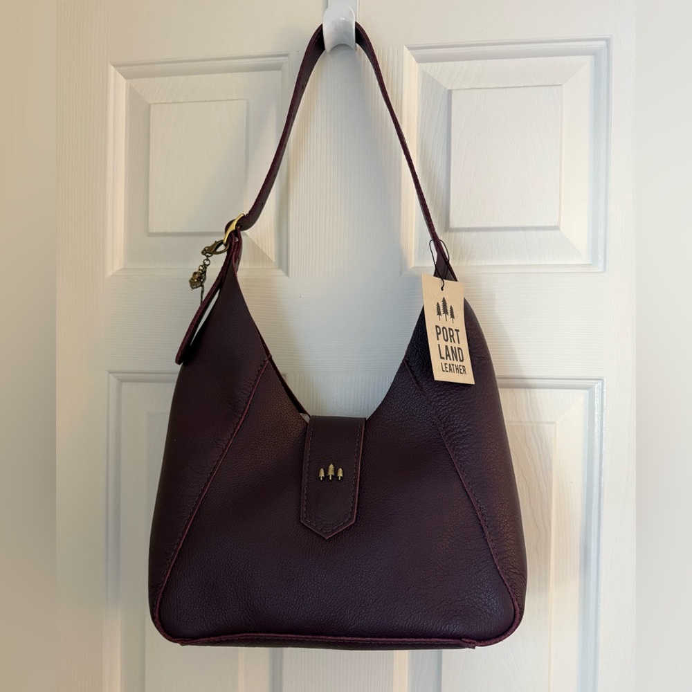 NWT Portland Leather Flora Shoulder Hobo Bag in Plum (NEW WITH TAGS) - Picture 4 of 12